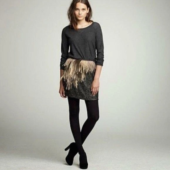 J CREW COLLECTION Naomi Feather Sequin Embellished SILK Mini Skirt 0 - Picture 4 of 15